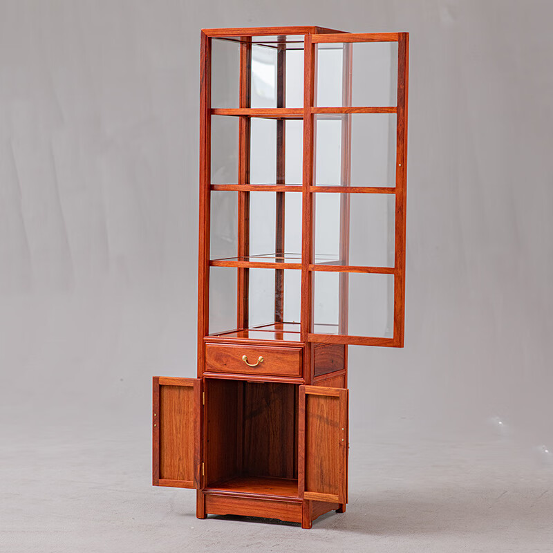 Sanjiang Mingju mahogany furniture African rosewood (scientific name: Hedgehog rosewood) wine cabinet solid wood new Chinese style living room wine cabinet display cabinet corner cabinet narrow gap storage storage cabinet O single length 50 width 40 floors high 28 total height 198CM