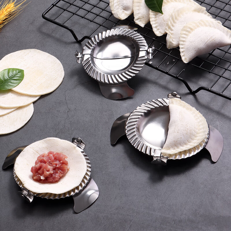 Luluo's new special tool for making dumplings, stainless steel household dumpling machine, dumpling mold, 304 small dumpling maker, oil brush + filling spoon