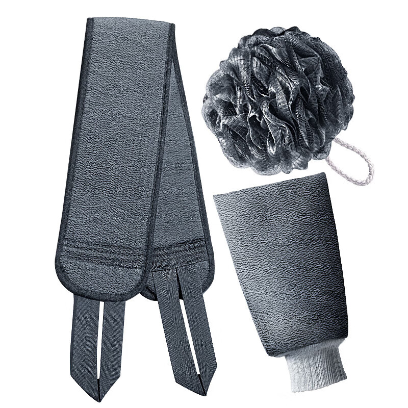 Short cloud bath towel for men, 3-piece set, bath ball, bath towel, back strip, back rub, mud bathing tool, bath towel, bath towel + bath ball + back strip