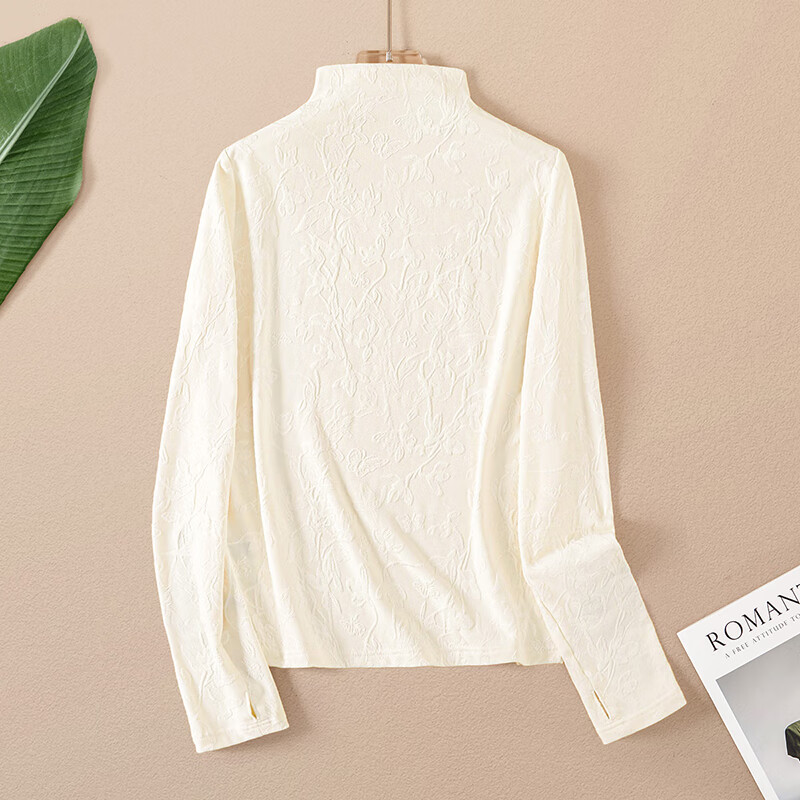 She pool embroidered bottoming shirt 2025 autumn new women's national style stand collar fashion long-sleeved slim top