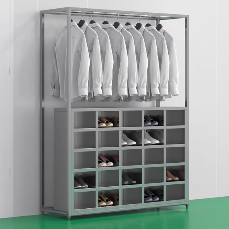 Baigang stainless steel clothes and shoes integrated cabinet dust-free and sterile purification workshop hangers factory workshop laboratory shoe cabinet coat and hat 304 clothes and shoes integrated 12-grid shoe cabinet
