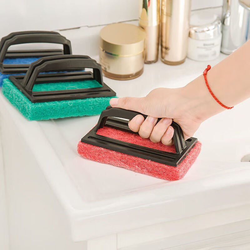 Scouring pad emery polished thickening bathroom cleaning brush with handle bathroom tile glass floor brush kitchen decontamination pot magic sponge wipe 10000 repeat customers recommended color decontamination brush 6 rectangular brushes