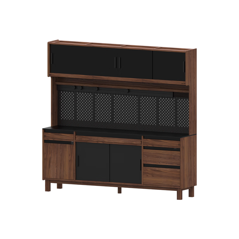 Continue to write furniture solid wood sideboard against the wall integrated North American black walnut travertine cabinet storage storage locker