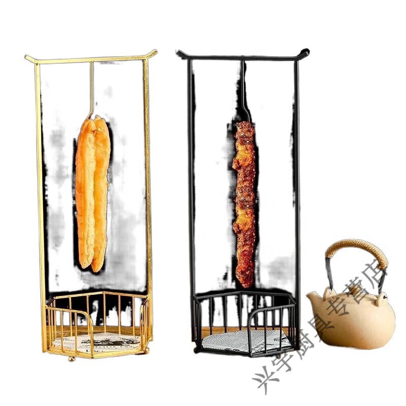 Internet celebrity large fried dough stick rack iron fried food hanging rack duck intestine large squid grilled fish hot pot restaurant table special tableware plate large golden fried dough stick rack