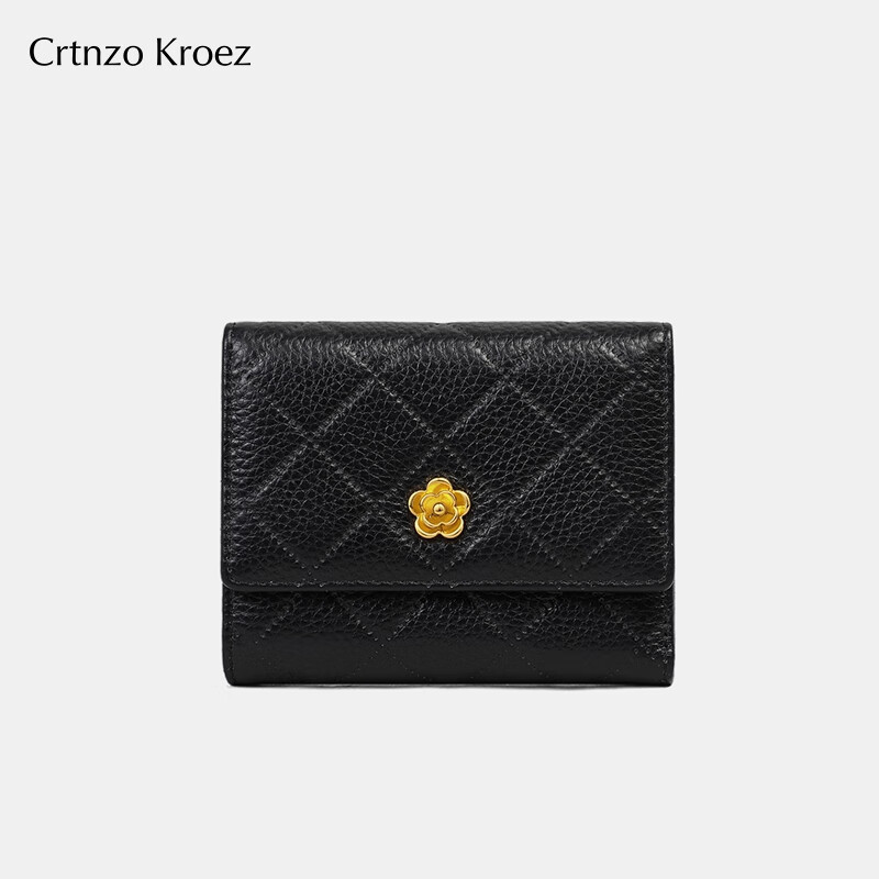 CRTNZO KROEZ Light Luxury Wallet Women's Short 2026 New Coin Purse Women's Card Holder New Year's Valentine's Day Birthday Gift Practical Black - Light Luxury Gift Practical for Girlfriend Wife Girlfriend's Birthday Gift