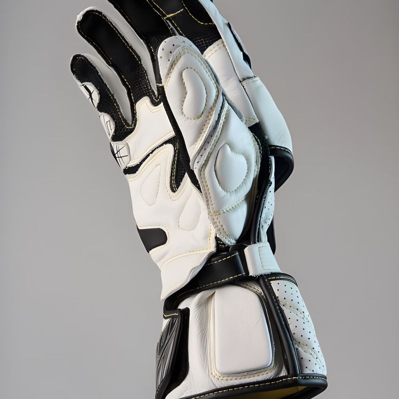 GANSOULWANGGanSoul Golden Beast Long Racing Cycling Gloves Motorcycle Carbon Fiber CE2 Track Leather Gloves Aurora White Tech Track Racing Gloves Shipped by SF Express M