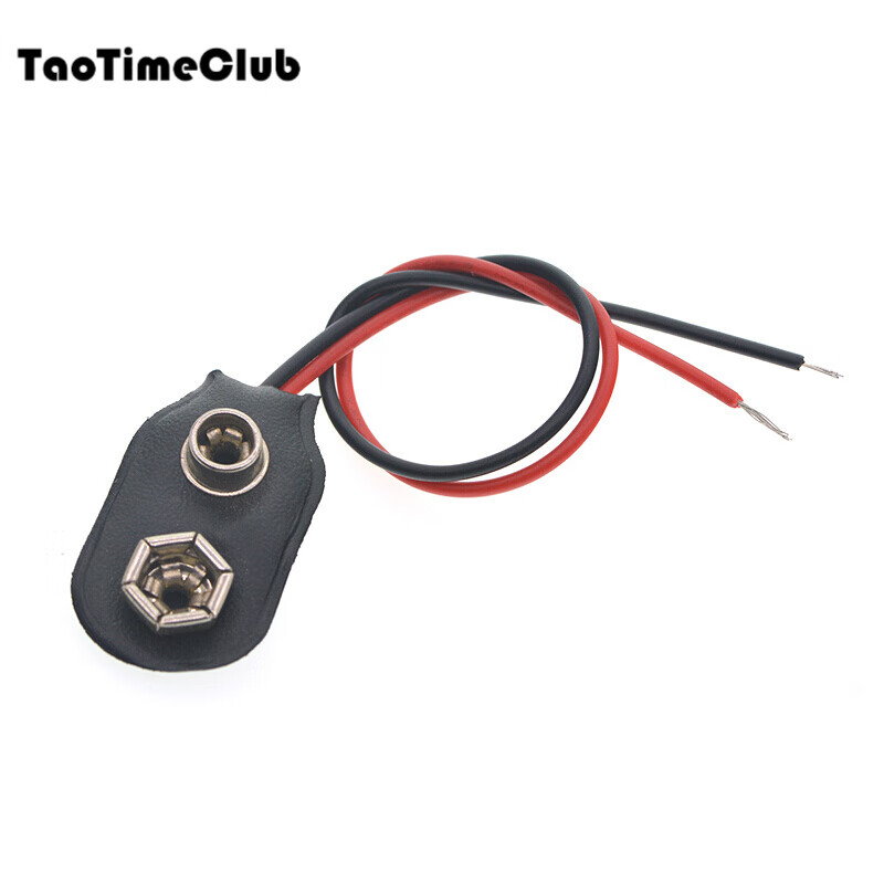 TaoTimeClub 9V battery cap battery buckle 6F22 square carbon battery battery buckle battery cap with wire DC power plug 9V battery buckle wire no specifications