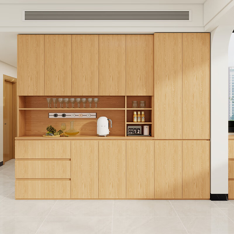 Huisennuo customized all-solid wood sideboard against the wall integrated living room oak multi-functional wine cabinet ENF grade tea cabinet storage cabinet 0.6 meters long two-door sideboard 2.0 meters high - ENF maternal and child grade environmentally friendly antibacterial oak