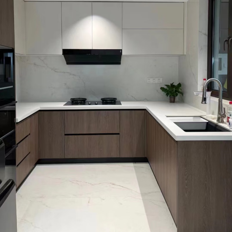 Yunqige Shanghai integrated cabinet custom kitchen kitchen countertop pet double facing crystal steel door panel rabbit baby whole house double facing door panel color optional + multi-layer board ENF + 1 meter