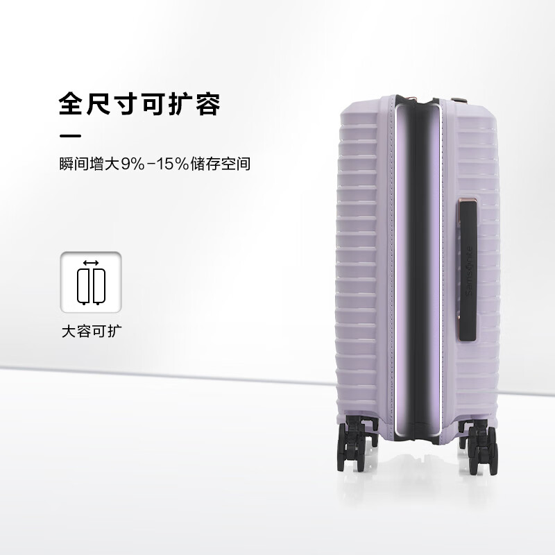 Samsonite suitcase 25-inch trolley case simple large wave suitcase KJ1 lilac purple checked password box