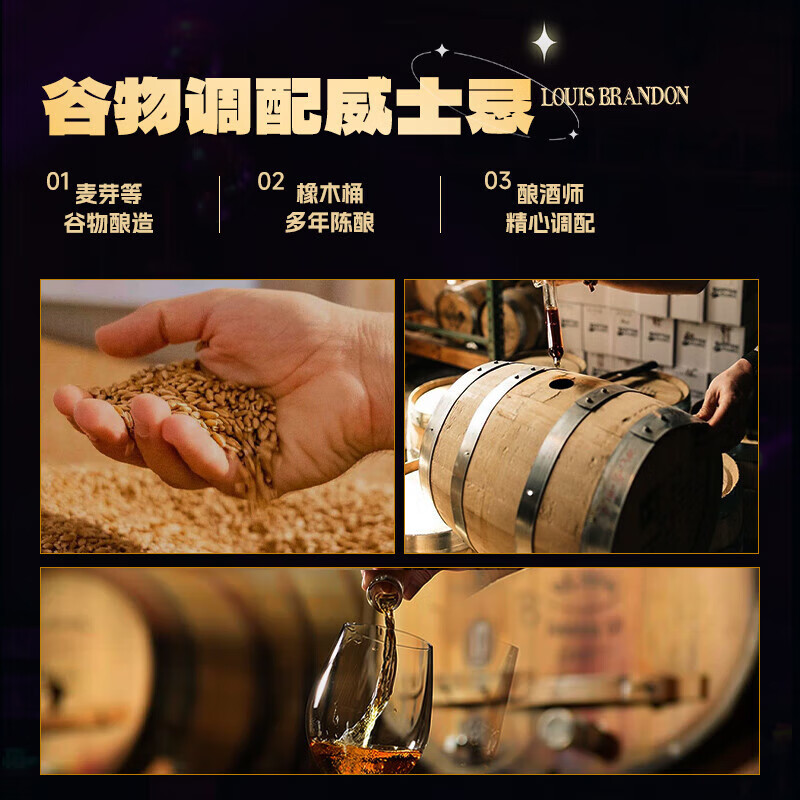 LOUIS BRANDON foreign liquor whiskey 500ML1 bottle of liquor Scotch whiskey original liquor imported spirits blending base liquor New Year's gift