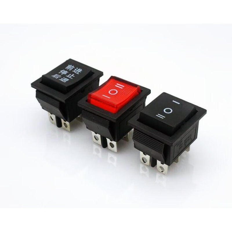 Boat type switch 6 feet 3 gears KCD4 double pole double throw stroller 3 gears 6 feet motor forward and reverse rocker power switch 6 feet 3 gears red with light 10 pieces