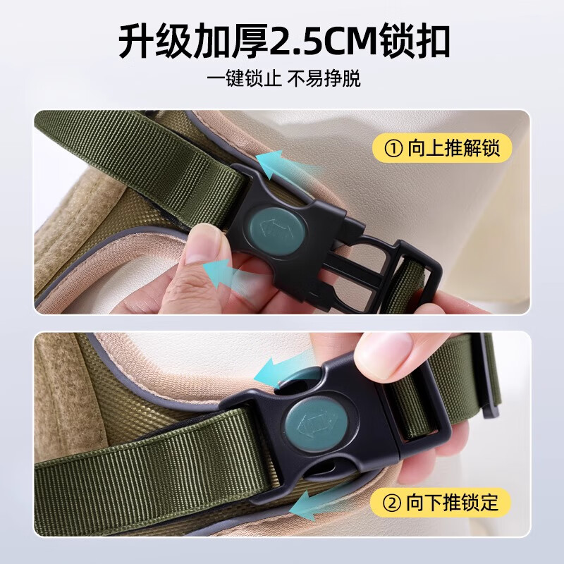 Qi Oh Dog Leash Large Dog Harness Golden Retriever Labrador Vest Type Explosion-proof Dog Walking Rope Medium-sized Dog Military Green Single Harness Without Rope S (Recommended Weight 8-15 Jin)