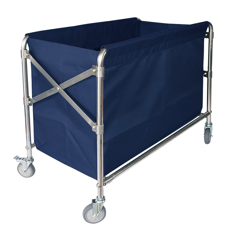 Hotel folding linen cart, guest room bed sheet collection cart, service cart, stainless steel cleaning cart, cleaning trolley, double 6-wheel dry and wet separation, foldable