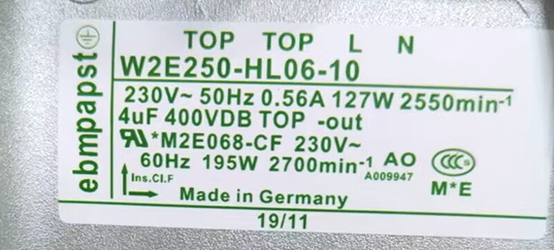 Yue Changsheng ebm cooling fan W2E250-HL06-10 ebmpapst fan cooling domestic replacement