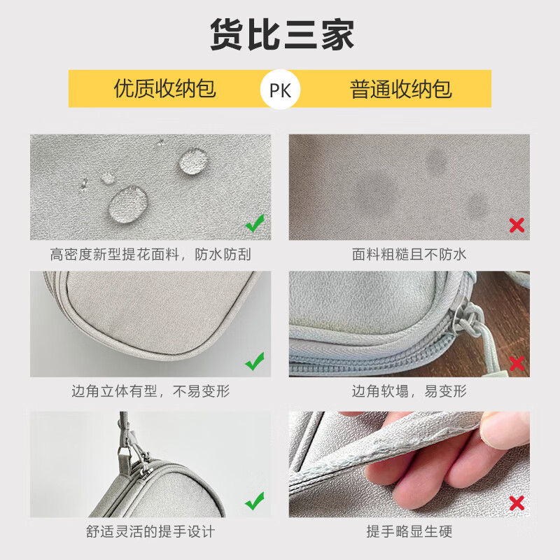 JD Logistics Power Bank Data Cable Mobile Power Hard Drive Mobile Phone Case Digital Portable Storage Bag Double Layer Digital Storage Bag Double Layer - Athens Gray One Pack