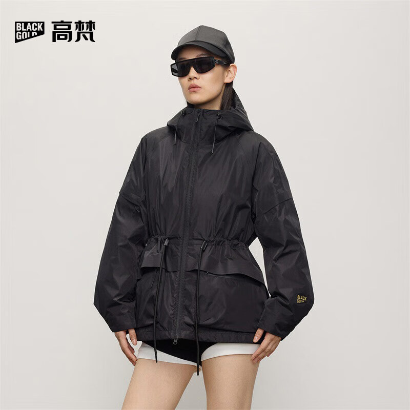 Govan Light Shell Black Gold Goose Down Jacket 5.0 Five Points Waist Slimming 2025 Autumn New Women's Down Jacket Black M