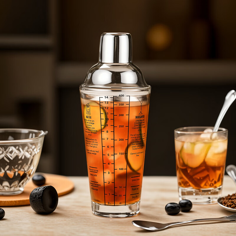 CLITON glass shaker shaker, milk tea shop hand-made lemon artifact cocktail hand-shake shaker cup and pot 4-piece set