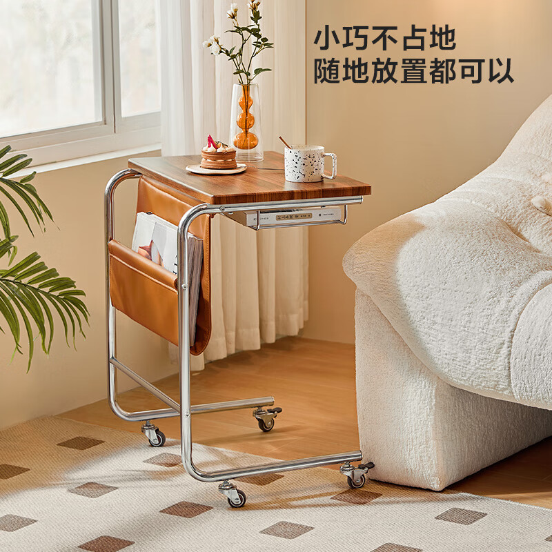 Lin's home retro mobile bedside table sofa side table bay window desk small apartment writing computer table wood industry BG056