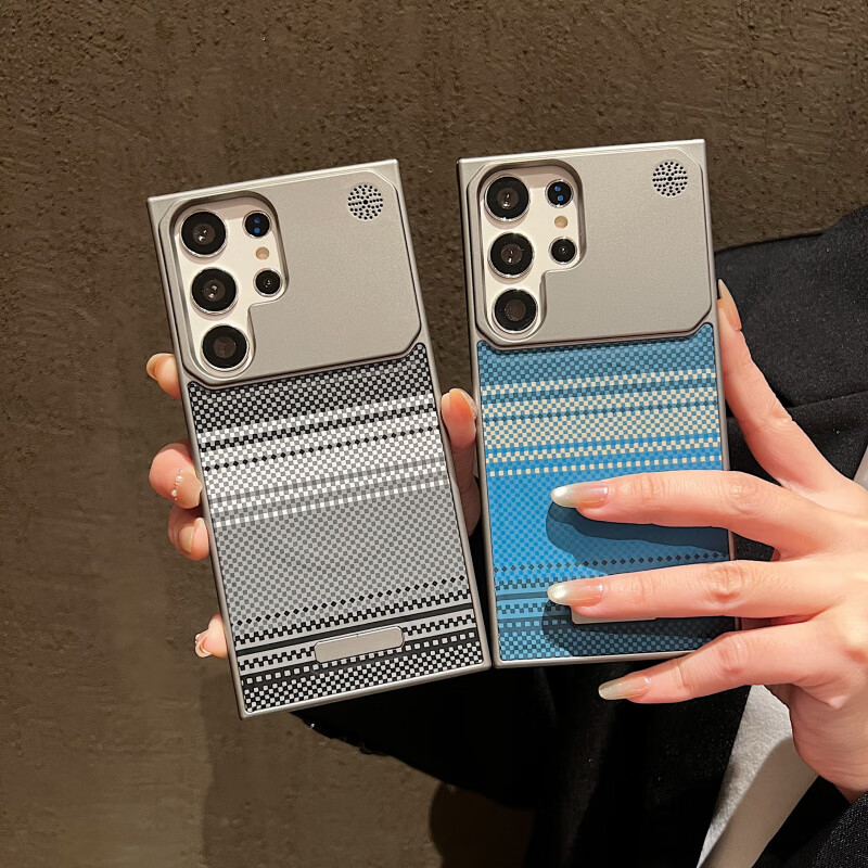 Youshi Samsung S24Ultra mobile phone case Kevlar texture S25Ultra anti-fall all-inclusive S23Ultra metal magnetic suction S22Ultra simple frame protection advanced protective cover deep space gray contrast texture Samsung Galaxy S24 Ultra