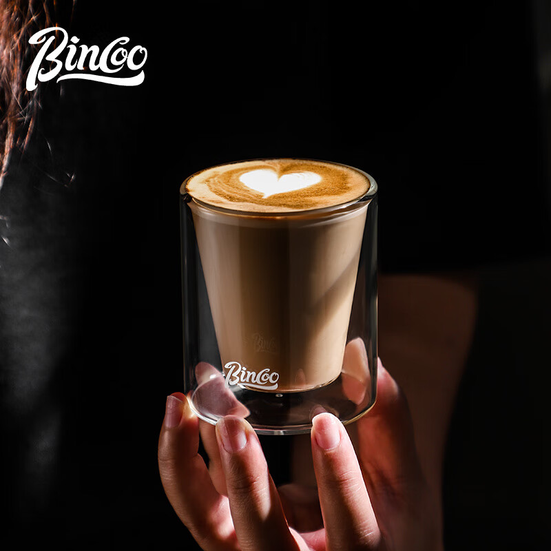 Bincoo double-layer coffee cup tasting cup anti-scalding espresso cup milk coffee ice American cup high-value glass cup