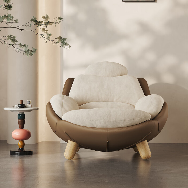 VRSUK Italian light luxury patented lazy sofa chair modern minimalist style designer living room bedroom leisure lounge chair Suede fleece + down single chair