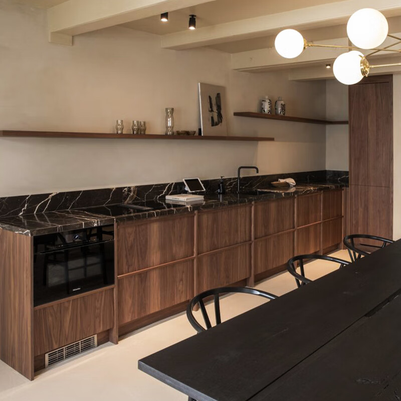 Wen Yijia Wabi-sabi retro skeleton line antique style whole house slate solid wood Chengdu cabinet kitchen overall F4 star double facing 1 meter