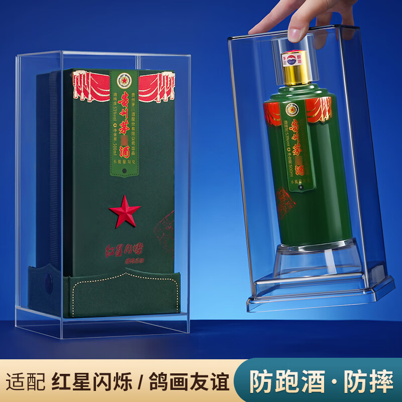 Mi Beast is suitable for Moutai wine protective cover with red star flashing, special sealed collection, anti-leak wine display box, sealed liquor and dustproof, suitable for red star flashing 500ml (exclusively for wine bottles)