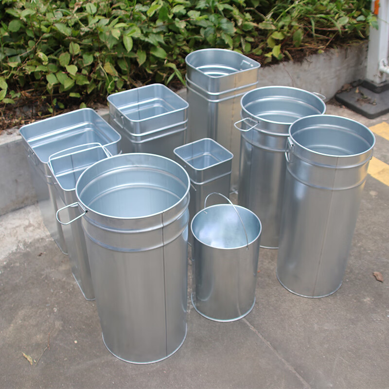 Outdoor stainless steel trash can liner round rectangular outdoor custom iron peel box galvanized inner barrel zinc iron barrel galvanized round liner 22X22X32CM portable binaural 2 pieces randomly sent