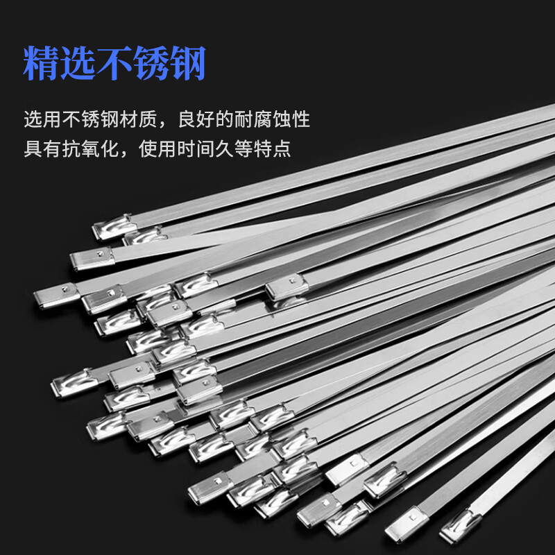 Deqi 304 stainless steel cable tie metal wire fixed cable 4.6*300mm 30 pieces/pack