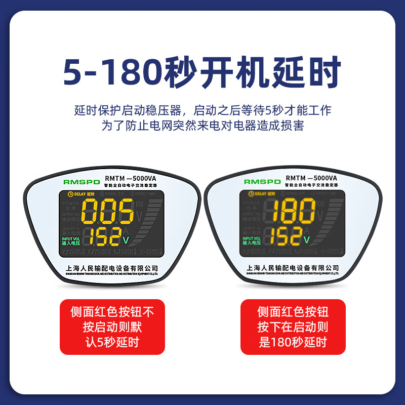 People's Power Supply Shanghai People's Wall-mounted Voltage Regulator 220V Air Conditioner Refrigerator Fully Automatic Smart Home Single-Phase Stabilized Power Supply RMTM-5000VA