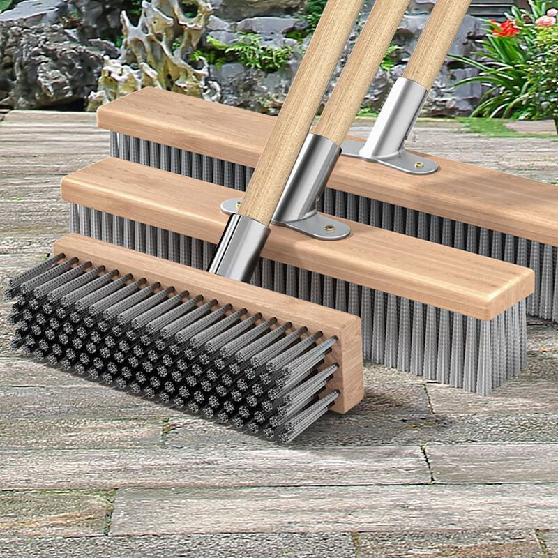 Floor brush, floor tile brush, hard-bristled stainless steel wire plate, moss removal iron, long handle cleaning tool, moss cleaning tool, 30CM single head plus rod