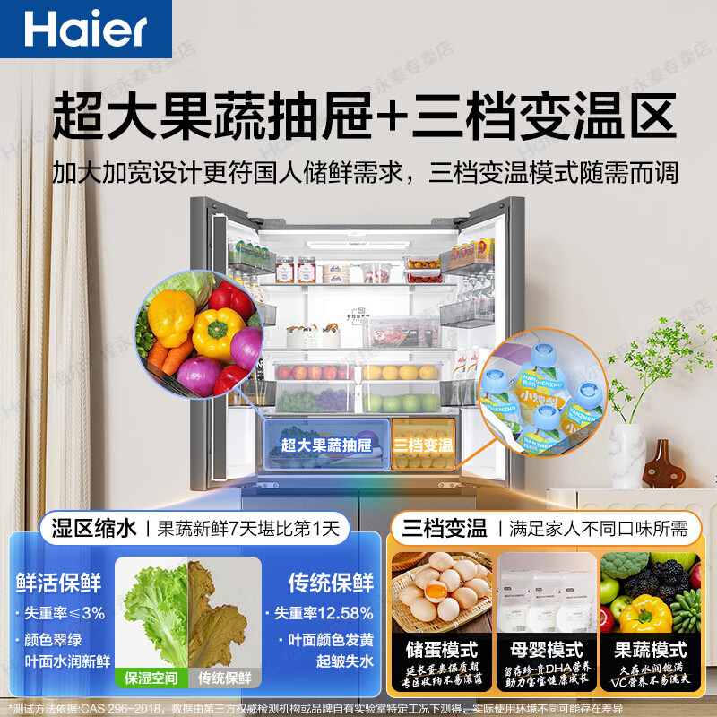 Haier produces refrigerator 575T dual system four-door cross door first-class energy efficiency dual frequency conversion dual cycle air-cooled frost-free household appliances super large capacity Leader series refrigerator 575T type + independent dual system dual cycle + ALP active purification and sterilization