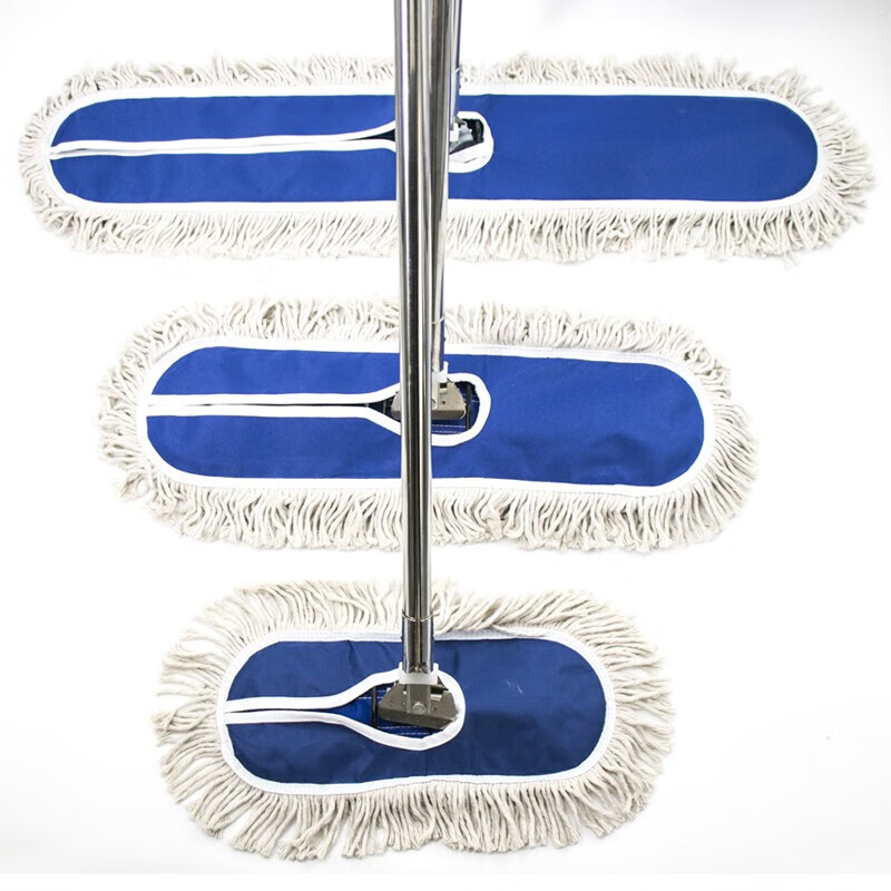 Hasdick dust push flat mop row mop 60CM blue with rod complete set (1 piece) HKQJ06 office housekeeping factory workshop shopping mall cleaning water absorption decontamination detachable