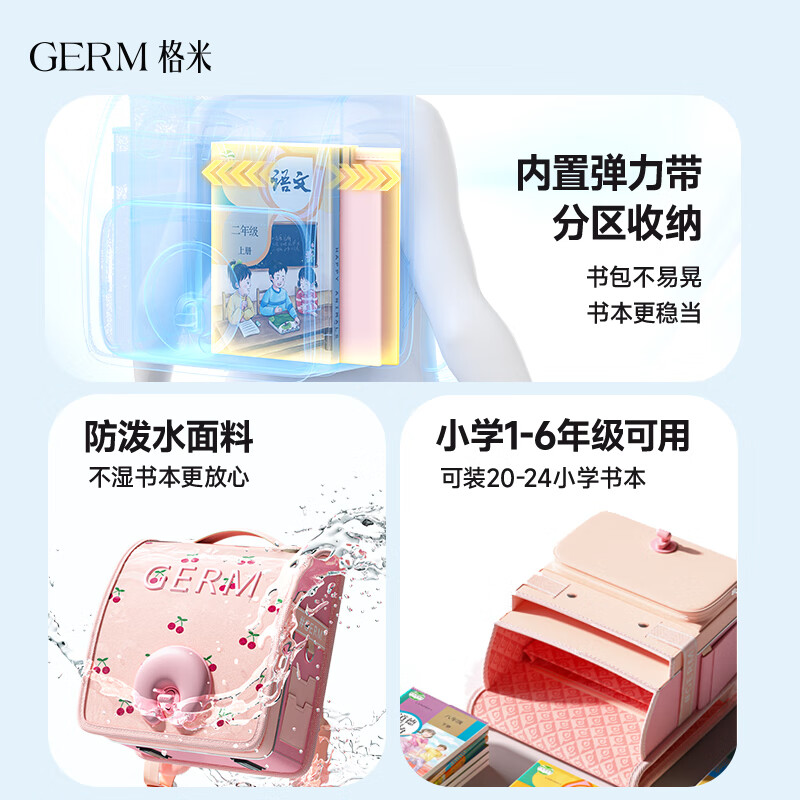 Germ schoolbag primary school student ultra-light spine protector for girls and children in grades 1-3, junior high, small, large capacity, anti-fall Butterfly Paradise