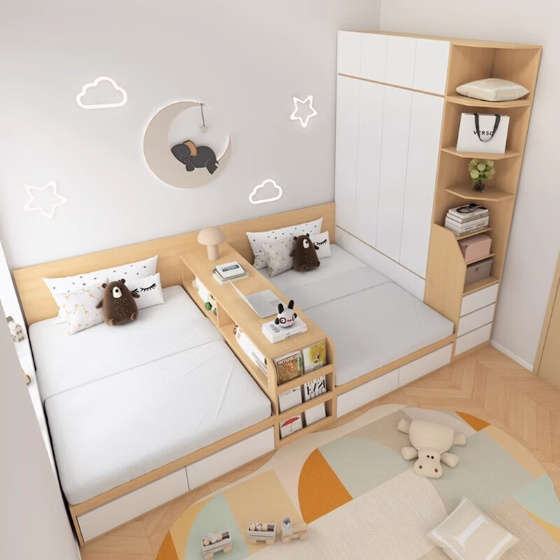 Qiuye Zhuifeng can customize children's double bed parent-child bed bedroom bed second child bed small apartment partition bed tatami twins single bed width 100 (bedside drawer) delivery in the city