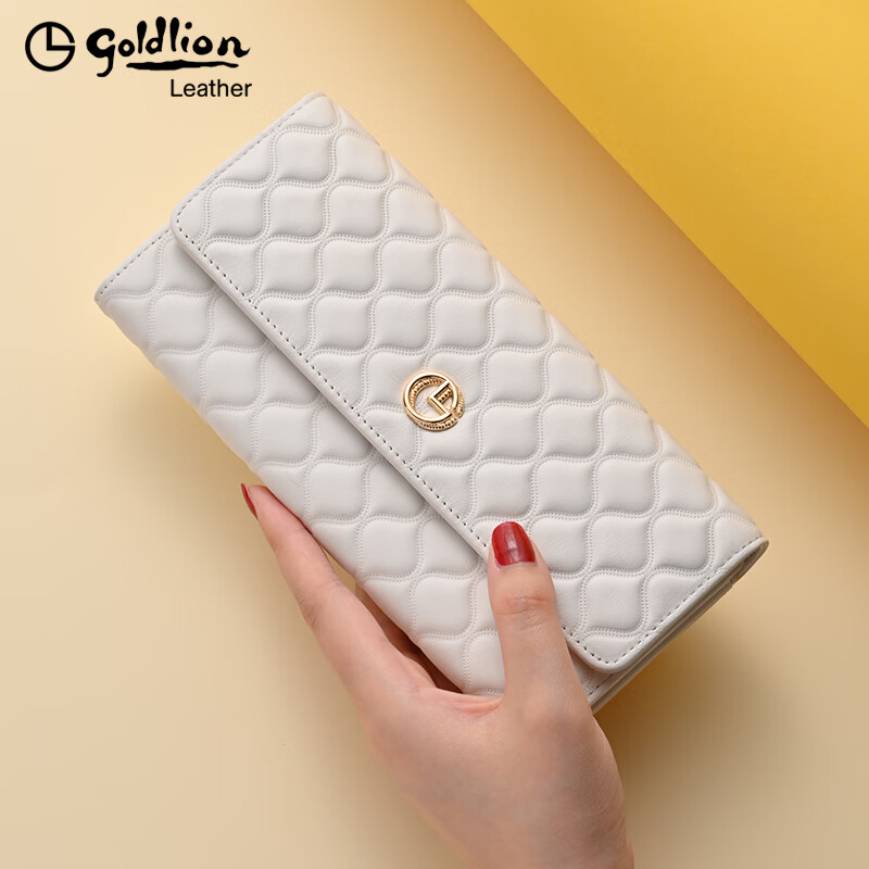 GOLDLION G+ Goldlion Women's Wallet Long 2025 Summer New Genuine Leather Multifunctional Wallet Fashion Popular Clutch Women Fashion Black 10 Card Slots