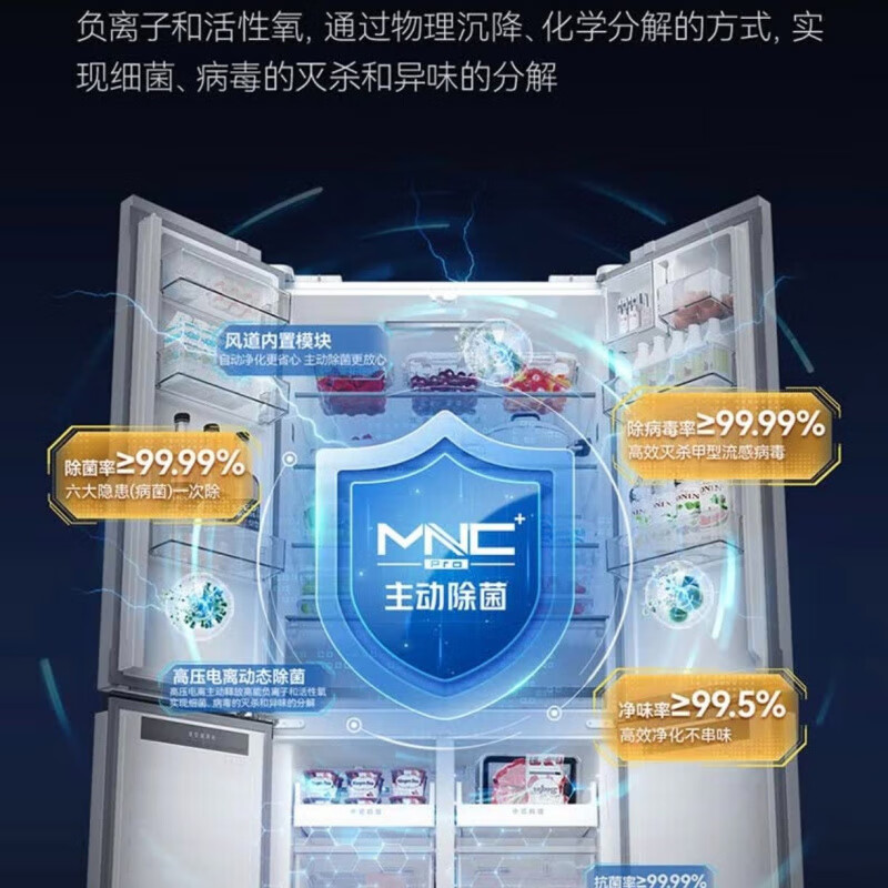 MeiLing worry-free inlay 510WSP9CZX cross-door multi-door household zero inlay active sterilization and odor removal BCD-510WSP9CZX white