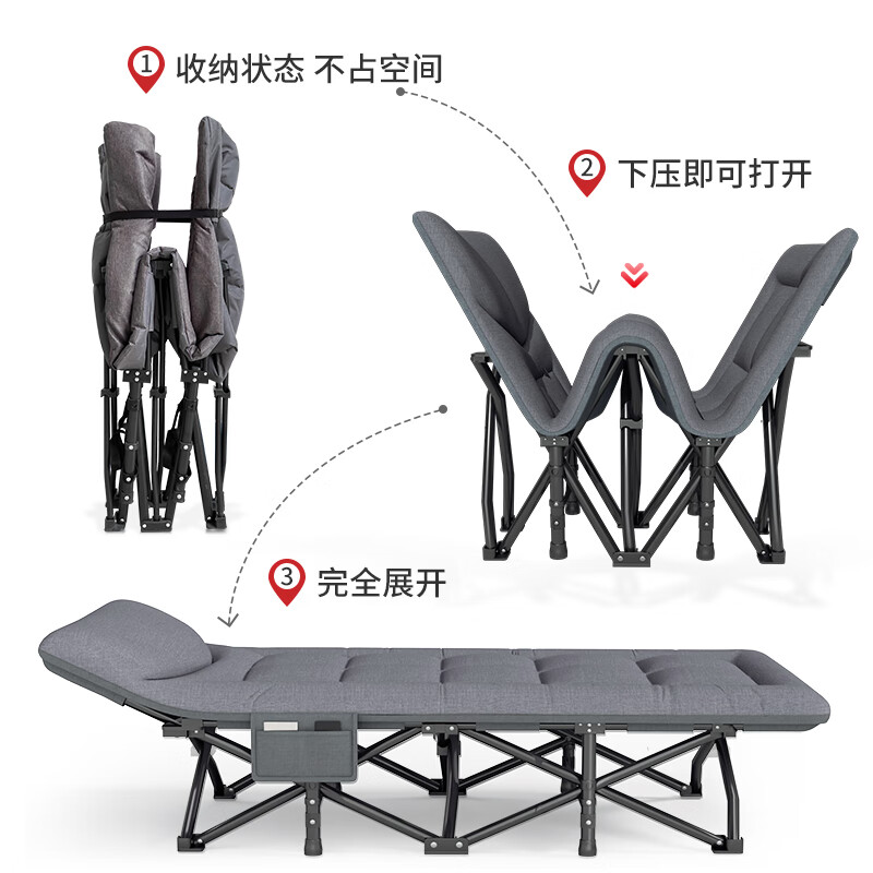 Double Xinda Folding Single Bed Portable Nap Bed Office Nap Bed Hospital Accompanying Bed Camp Bed Recliner B-39