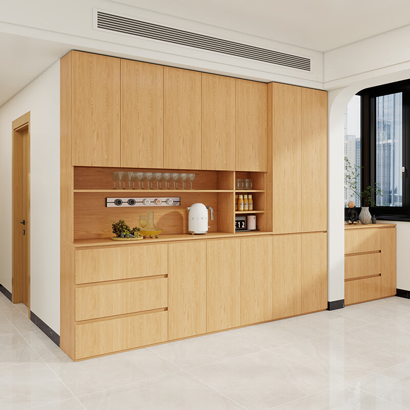 Huisennuo customized all-solid wood sideboard against the wall integrated living room oak multi-functional wine cabinet ENF grade tea cabinet storage cabinet 0.6 meters long two-door sideboard 2.0 meters high - ENF maternal and child grade environmentally friendly antibacterial oak