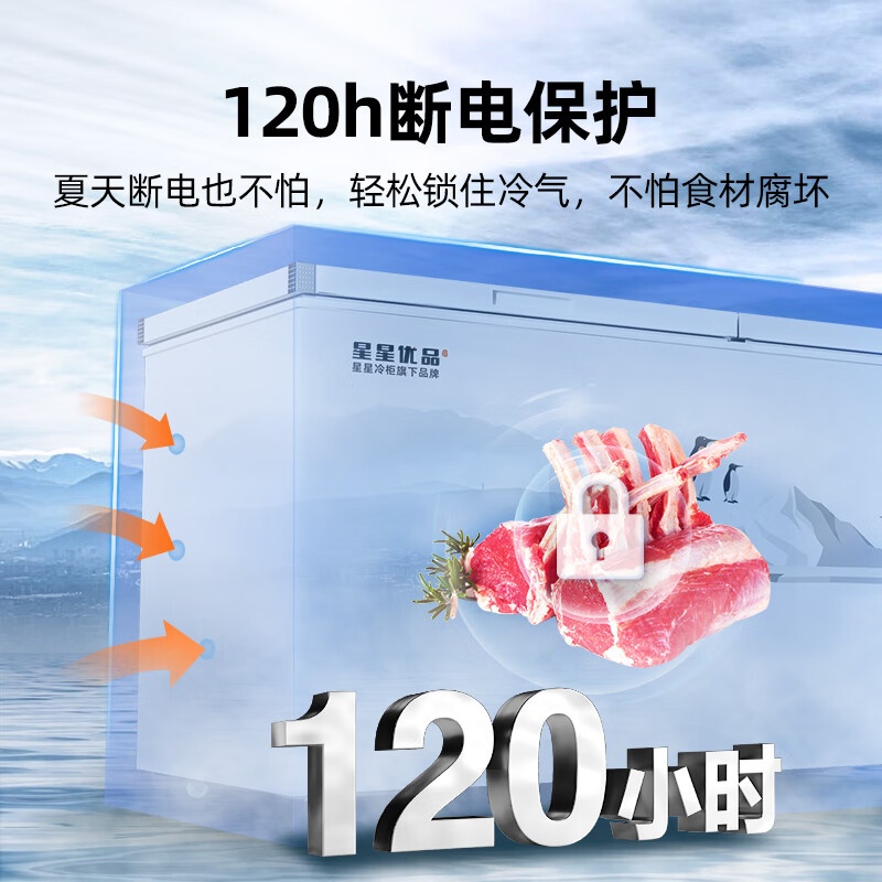 Star 500-liter single-temperature freezer commercial refrigeration and freezing dual-purpose horizontal refrigerator large-capacity refrigerator quick-freezing fresh cabinet energy-saving top door-40 freezer BD/BC-500C/U