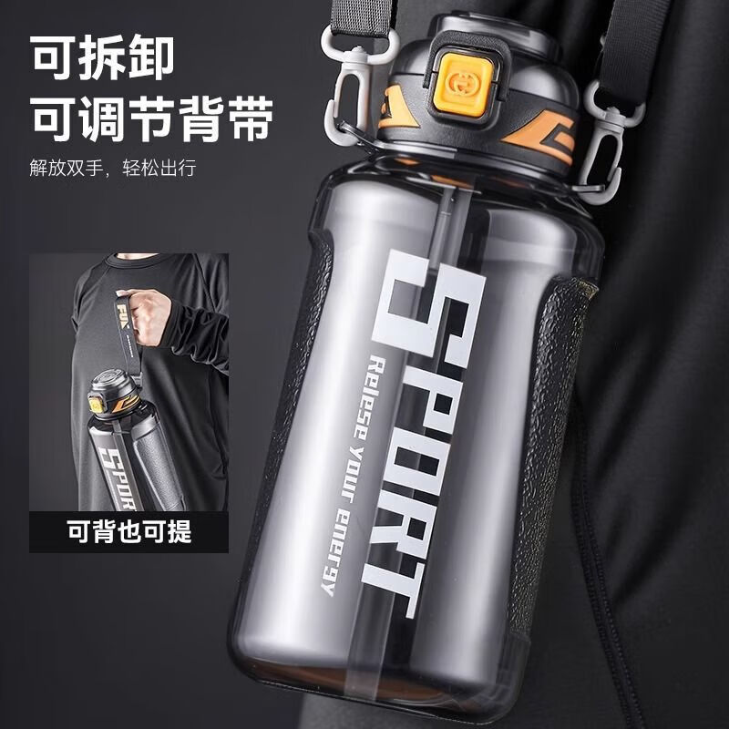 Water cup large capacity high temperature resistant sports kettle for boys and girls summer plastic cup tons of space cups black 1500ml