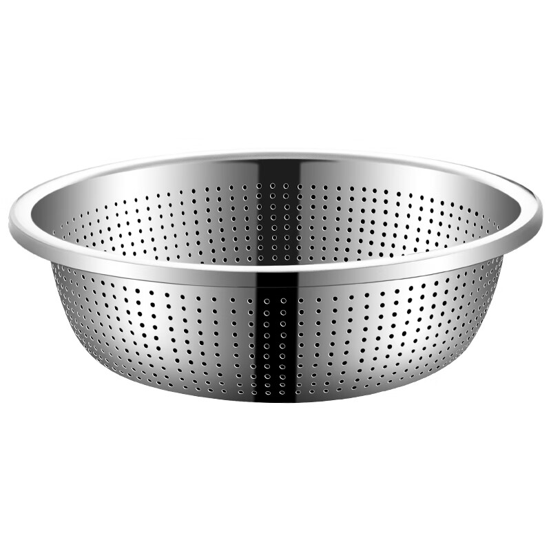 ZSR German quality 304 stainless steel dish basin drain basket rice washing sieve rice basin kitchen artifact fruit basket household 304 stainless steel solid basin 45CM