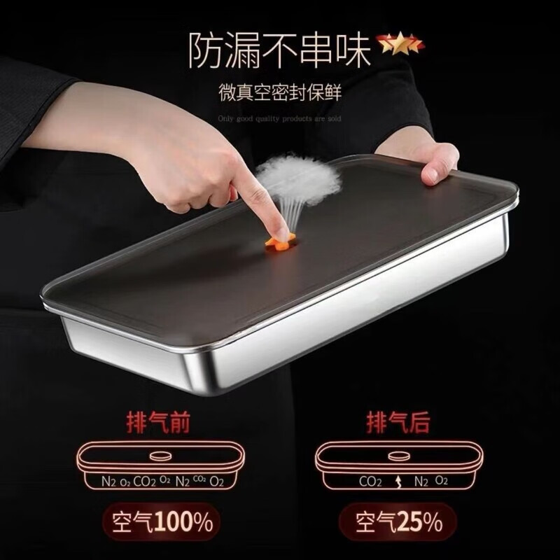 Bonison food-grade 316 stainless steel crisper box dumplings for freezing special dumpling refrigerator storage box with lid kitchen stainless steel box default extra thick 2 pieces * with lid