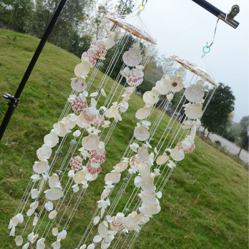19-thread handmade shell wind chimes graduates day gift hanging room fairy forest ancient style Chinese style girls plain 19-thread shell wind chime 90cm (natural and overflowing)