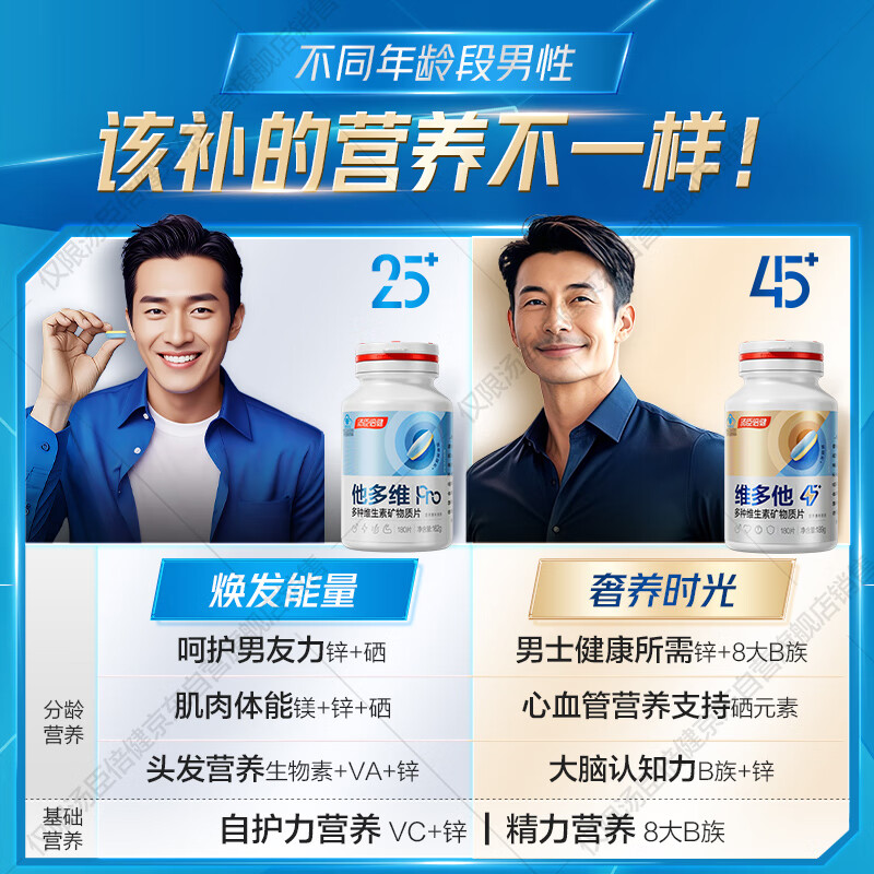 Tomson Bygenta multi-dimensional double-layer tablets for men multi-vitamin B complex vitamin D3 nicotinamide supplement calcium zinc selenium 180 tablets