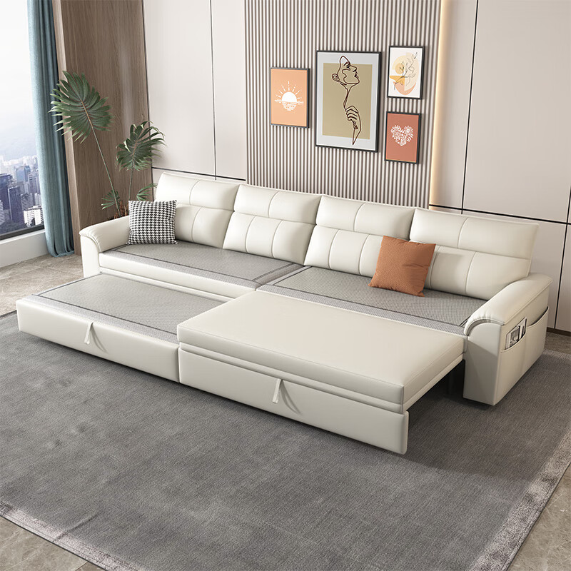 Dudumeijia cotton and linen sofa bed for winter and summer living room small apartment multifunctional retractable leather sofa 838# 2.1 meters