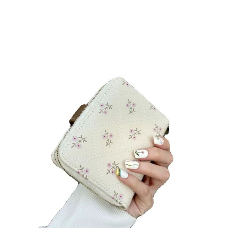 Chengyang's new women's wallet, high-looking diamond embroidery thread, simple version, small fresh coin purse, short wallet, compact card holder, beige # 11 card slots + 1 mirror window slot + 1 banknote slot, simple anti-magnetic style