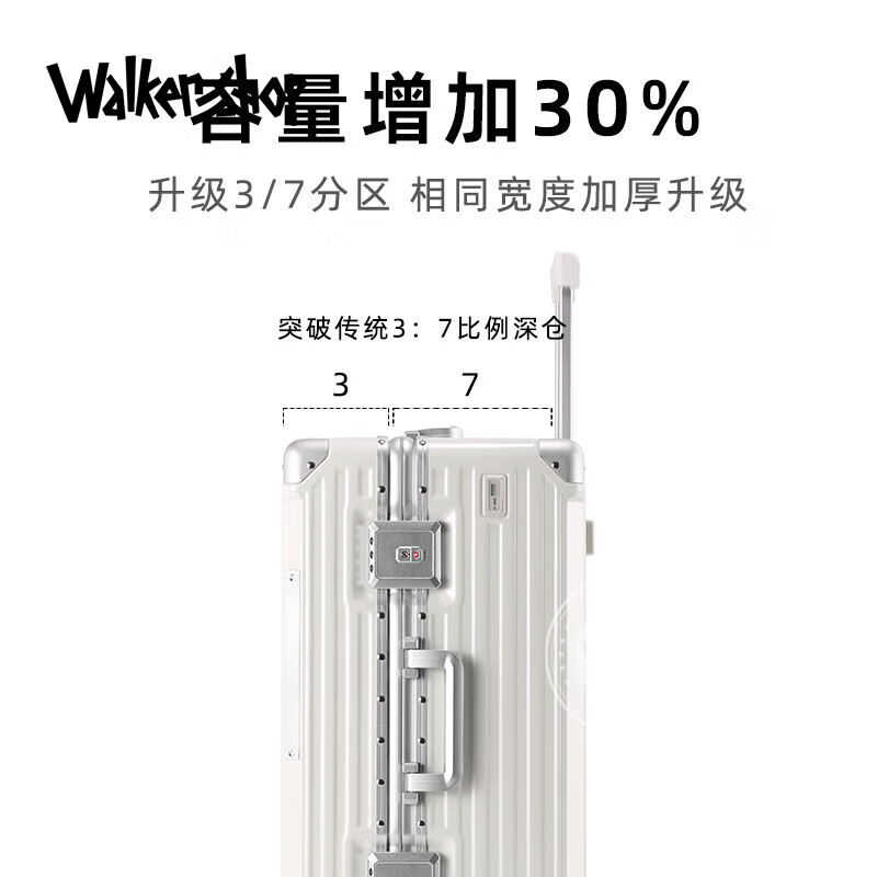 Walker Shop luggage 37-open large-capacity aluminum frame trolley case women's thickened multi-functional suitcase 30 inches 32 business cases men's silver 32 inches