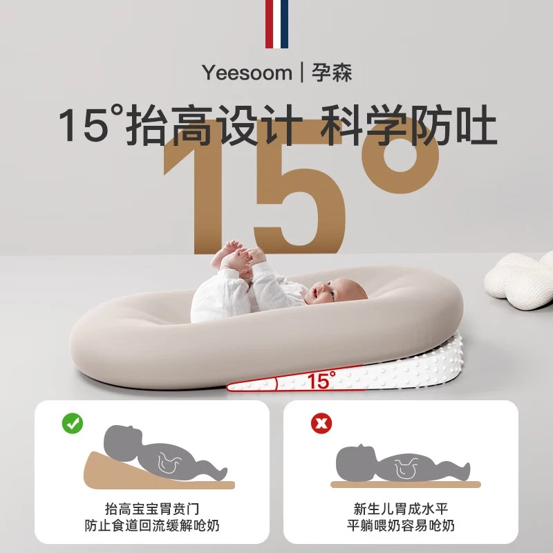 YEESOOM crib mid-bed baby coaxing to sleep removable anti-vomiting bed mid-bed artifact anti-jump uterine splicing slope pillow suitable for 0-2 years old anti-vomiting soft bed mid-bed - misty gray JD.com next-day delivery